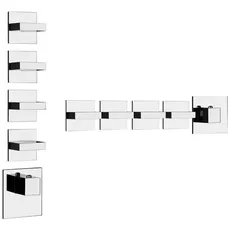 Gessi Rettangolo, Fertigmontageset mit 4 separaten Wegen, einzelne Rosetten, 43218, Farbe: Messing PVD
