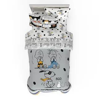 Peanuts Halloween-Bettwäsche-Set für Doppelbett, superweich und gemütlich, 4-teilig, wendbar, mit Snoopy & Charlie Brown, (offizielles Peanuts-Produkt) von Franco