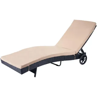 MCW Sonnenliege Anthrazit, Beige , Kunststoff , 60x91x205 cm , Gartenmöbel, Gartenliegen