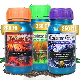 MADAME GROW - Organischer Blütendünger - 3 Phasen der Blüte - Powerblume & Produktiossteigerung - Große Knospen & fettig - Humus, Zucker & MicroNutrients KIT RED Anvil MG - 3PACK - (3x250ml)