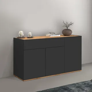 INOSIGN Sideboard »Garda, Kommode, Schrank, Kredenz«, 3 Türen, 1 Schublade, grifflos Breite 120,1 cm, schwarz