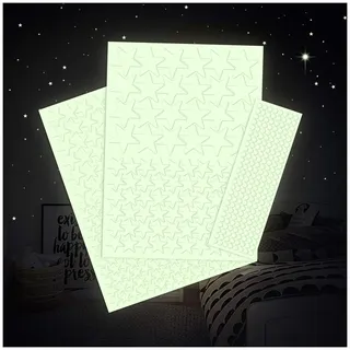 Leuchtfolie 517 Sterne für Sternenhimmel starke Leuchtkraft im Dunkeln Wandsticker Aufkleber selbstklebend fluoreszierend nachtleuchtend (K010 Sterne)
