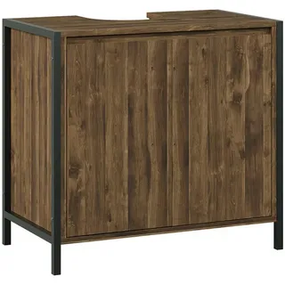 Vicco Waschbeckenunterschrank Naola, Eiche/Schwarz 70 x 65 cm mit 2 geschlossenen Ablagefächern