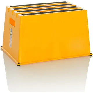 hjh OFFICE Tritthocker bis 150kg belastbar TIO-E1 Kunststoff, Rutschfester Tritt, Schemel für Zuhause und Gewerbe, 31 x 52,5 x 37,5 cm, Gelb