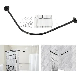Duschvorhangstange in L-Form, bohrfreie Edelstahl-Eckstange, platzsparendes Design, 20 kg Tragkraft für Badewanne/Dusche
