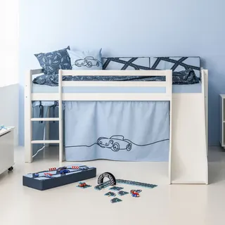 Hoppekids Hochbett Pets Silbergrau 101 x 208 cm Kiefer massiv weiß