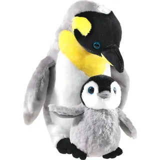 HEUNEC Pinguin mit Baby 30 cm grau