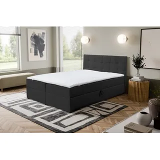 VENASI JESSA Boxspringbett 160x200 mit Bettkästen H2/H3 Matratze SCHWARZ - Schwarz