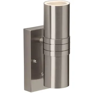 Brilliant Außenwandleuchte Edelstahl 2flg 250 lm inkl. GU10 3W LED-Reflektorlampen silber