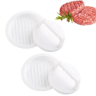 HiempTru Burger Maker- Kunststoff Burgerpresse Premium Burger-Presse Hamburger Patty Press aus Kunststoff, 2 Stück – Ideal für gleichmäßige Patties, Perfekt für Grillen, BBQ und Heimküche (weiß)