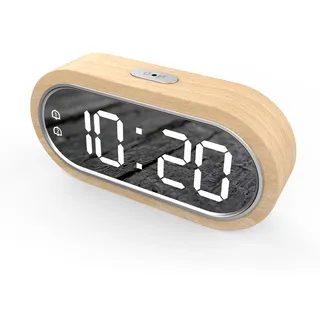Attalos Digitaler Wecker - Zwei Weckzeiten - Holz - USB AAA-Batterien - Uhr Für Erwachsene & Kinder - Tischuhr - Reisewecker & Kinderwecker& Weckuhr - Braun