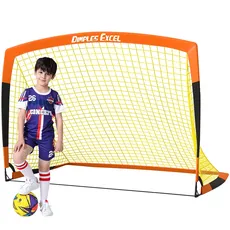 Dimples Excel Fußballtor Netz für Garten und Außenbereich Fußballtraining für Fußballliebhaber (5'×3.6'- Orange Schwarz)