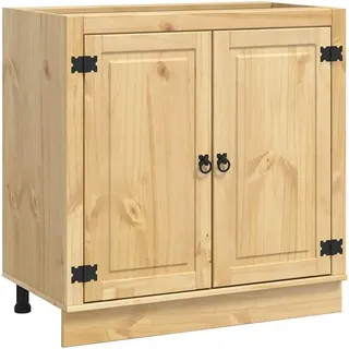 Schrank SKI Honigbraun aus massivem Kiefernholz 80 x 46 x 81,5 cm mit viel Stauraum, 2 Türen, Regal, ideal als Aufbewahrungsschrank für Wohn- und Esszimmer, langlebig und platzsparend - Braun