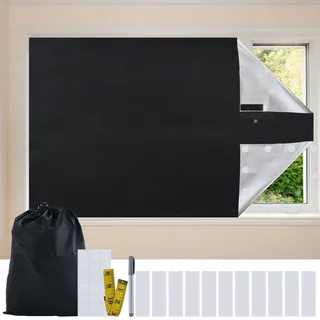 Verdunklungsstoff Sets,300x145cm verdunkelungsrollo ohne Bohren,Tragbare dachfenster verdunkelung Stoff,Fenster verdunkelung Sonnenschutzvorhänge mit Wärmedämmschicht