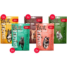 MERA Snacker Special Mix-Pack ohne Getreide (7x200g), herzhaft softe Hundeleckerli für Training oder als Snack, mit Lachs, Insekten, Geflügel, Lamm und Rind