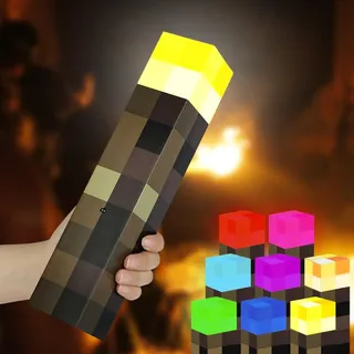 HOTUT LED Craft Fackel Lampe, 11 Zoll Wall Fackel Nachtlicht mit 8 Farbe und Sound, Timer Fernsteuerbar USB-Aufladbar für Nachttischlampe mit 3 Gang Dimmbar, LED Fackel Wall Geschenk für Gamer