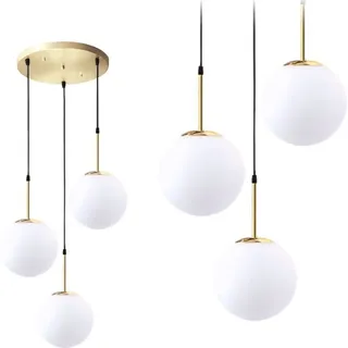 tooLight Pendellampe App656-3Cpr Glas Kugel Gold 3-Lichtquelle E27 20X48X40-130Cm Einstellbar - Gold