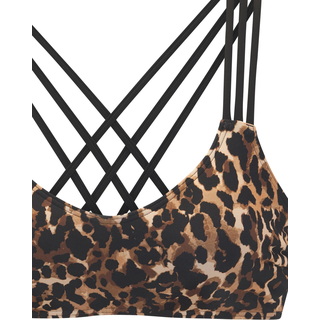 Bustier-Bikini BRUNO BANANI, Damen, Gr. 34, Cup C/D, braun (leo bedruckt), Recycling-Polyamid, kontrastfarbene Details, Bikini-Sets Bustier-Bikini, mit kontrastfarbigen Details
