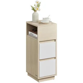 Boxxx Nachtkästchen , Weiß, Beigebraun , Holzwerkstoff , 2 Schublade(n) Schubladen , 25x65x30 cm , Schlafzimmer, Nachtkästchen