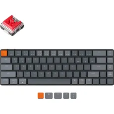 Keychron k7 gaming-tastatur (DE, Kabellos), Tastatur, Grau, Schwarz