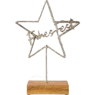 Creativ deco Deko-Stern mit Schriftzug "Frohes Fest" silber