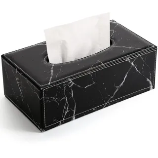 GORESE Kosmetiktücherbox Tücher Box aus Leder (Black Marble)