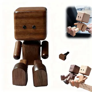 Bukbas Wackelnder Holzmann Figur, Schüttelnde Wackelfigur Auto Zubehör Innenraum, Lustige Schüttelmann Holz mit 12 Ausdrücke schwankt, Auto-Innenzubehör Deko für Schreibtisch Geschenke für Männer