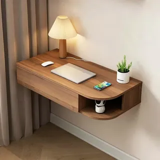Wandregal, Schwebender Schminktische mit Schublade und Offener Stauraum | Wandschreibtisch aus Holz, Nachttisch Hängend für Schlafzimmer, Platzsparende