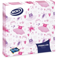Nicky Happy Life 20 Servietten mit 3 Schleiern, Tanzmotiv, Fröhlich und dekoriert, 100% reine Zellulose, FSC®-zertifiziert