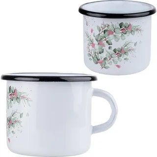 EUKALIPTUS Emaille-Becher 400 ml - Weiß