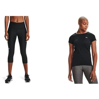 Under Armour Damen HG Armour Hi Capri NS, leichte 3/4 Sporthose, atmungsaktive Damen Sport Leggings & Damen HG Armour SS, enganliegendes Funktionsshirt, atmungsaktives T-Shirt für Damen