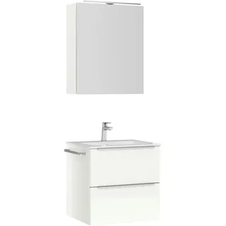 Nobilia Badezimmer , Weiß, Edelstahlfarben, Weiß Hochglanz , Metall , 2,2 Schubladen , G , 61 cm , Goldenes M, Made in Germany , Griffeauswahl, hängend, Zusatzausstattung erhältlich, Typenvielfalt , Badezimmer, Badmöbelsets & Badmöbelserien, Badmöbel-Sets