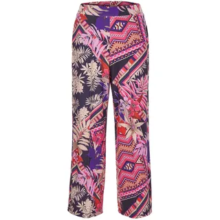 2-in-1-Hose GOLDNER "Kurzgröße Stretchbequeme Druck-Culotte LOUISA", Damen, Gr. 19, K-Gr, pink (pink, gemustert), Obermaterial: 88% Polyester PES. 12% Elasthan EL., normal, Hosen 2-in-1-Hose, Glatter Schlupfbund