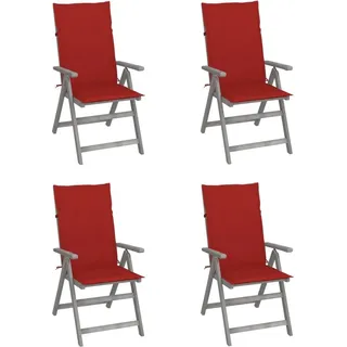 The Living Store Hochlehner Verstellbar 4 Stk. mit Auflagen Massivholz Akazie - Grau