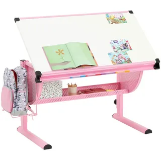 CARO-Möbel Kinderschreibtisch Sari höhenverstellbar in weiß/rosa, & Kinderschreibtische
