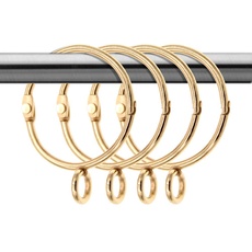 Coideal 20er Pack goldene Vorhangringe mit Ösen offene / metallische dekorative Drapierungsschlaufen aus Metall für Fenster, für bis zu 1,4-Zoll-Stangen (1,5 Zoll)
