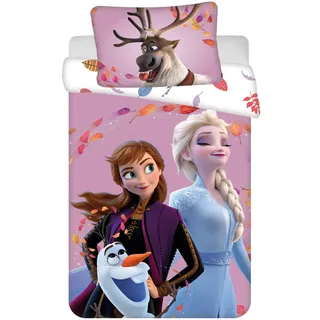 Jerry Fabrics Kinderbettwäsche 100x135 Kleinkinder Baby Bettwäsche Babybett Babybettwäsche Set Bettbezug aus Baumwolle Öko-Tex Standard für Mädchen Frozen Eiskönigin Anna ELSA Olaf Sven