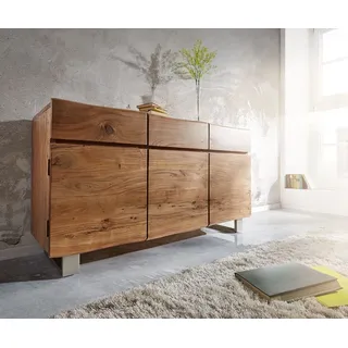 Sideboard Live-Edge 147 cm Akazie Natur 3 Türen 3 Schübe