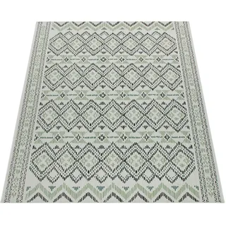 Paco Home Teppich »Ostende 543« rechteckig 4 mm Höhe Flachgewebe, Rauten Motiv, mit Bordüre, In- und Outdoor geeignet, grün