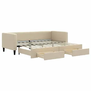 vidaXL Tagesbett Ausziehbar mit Schubladen Creme 80x200 cm Stoff - Creme