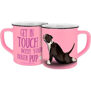 Tasse Yoga Dogs Inner Pup pink Emaille-Optik 400ml
