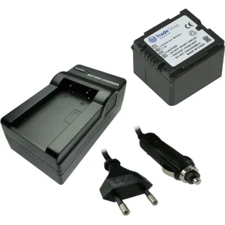 Trade-Shop 2in1 Set: Kamera Li-Ion Akku 7,4V 950mAh Infochip + Ladegerät inkl. Netzteil Kfz-Ladekabel kompatibel mit Panasonic Camcorder wie HDC-DX1