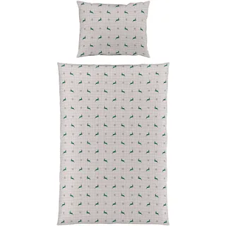 Fleuresse Bettwäsche , Grün, Weiß, Beige , Textil , Hirsch , 140x200 cm , pflegeleicht, bügelleicht , Heimtextilien, Bettwäsche & Leintücher, Bettwäsche, Satin-Bettwäsche