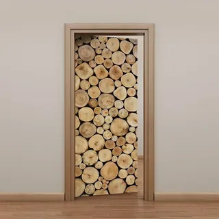 Türtapete Selbstklebend Kreis Braun Holz Türfolie Tür PVC Türtapete Selbstklebend Türfolien Abnehmbar Türposter Abziehen und Aufkleben Türaufkleber Wasserdichte 77x200cm
