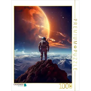 Calvendo Puzzle Astronaut schaut einen Sonnenuntergang auf fernem Planeten | Lege-Größe cm Foto-Puzzle für glückliche Stunden
