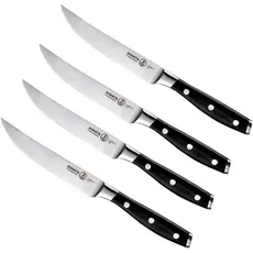 MESSERMEISTER AVANTA Black POM, Klingenlänge: 24cm, schwarz-silber, 4 teiliges Steakmesser-Set, MM-L7684-5-4S