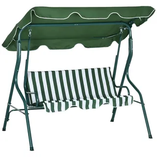 Outsunny Hollywoodschaukel, 3-Sitzer, Verstellbares Sonnendach, Grün, 170 x 110 x 153 cm , Metall , 110x153x170 cm , Gartenmöbel, Gartenschaukeln, Hollywoodschaukeln