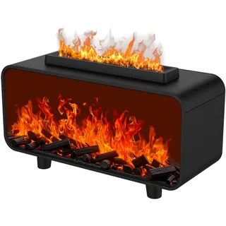 Hianjoo Aroma Diffuser 200ml Luftbefeuchter, Ätherische Öle-Diffusor mit Flammeneffekt, Kleiner Ultraschall Aromatherapie Diffusor LED für Büro, Spa, Schlafzimmer (Keine Fernbedienung)- Schwarz