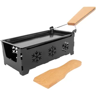 Cosy & Trendy Raclette-Gerät, rechteckig, aus Edelstahl + 1 Spatel, für 2 Personen, Schwarz