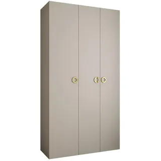 Abiks Möbel Drehtürenschrank 245,5/130/40 3-türig , Kaschmir, Goldfarben , Holz , Nachbildung , 130x245.5x40 cm , Schlafzimmer, Kleiderschränke, Drehtürenschränke